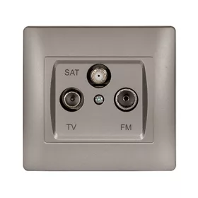RHYME TV+FM+SAT ZÁSUVKA ŠEDÁ KOVOVÁ