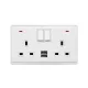 LONDÝNSKÁ DVOJITÁ ZÁSUVKA 2P TLAČÍTKOVÝ SPÍNAČ NEON+USB BÍLÁ
