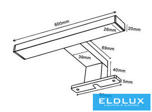 UNIVERSO Nástěnná lampa 9 W 980 lm 4000 K IP44 600 x 95 x 40 mm chrom