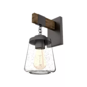 PAOLA NÁSTĚNNÁ LAMPY 1XE27 ČERNÁ/DŘEVO