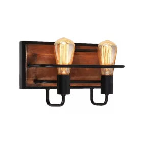 NÁSTĚNNÁ LAMPY SILVIA 2XE27 ČERNÁ/DŘEVO