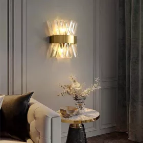 NÁSTĚNNÁ LAMPY WILLIAM 2XE14 ZLATÁ/KRISTÁLY