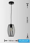 Závěsné svítidlo UNIVERSO 1xE27 Max. 60 W IP20 Černá D140x1340mm