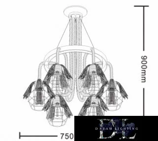 UNIVERSO Lněný provazový lustr 6xE27 IP20 D750x900mm černý