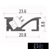 UNIVERSO Hliníkový profil pro zapuštění do sádrokartonu s matnou bílou krycí deskou, 2 m, 20,8*8,8 mm