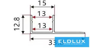 ELDLUX Hliníkový profil + krycí deska 2000 x 34 x 13 mm