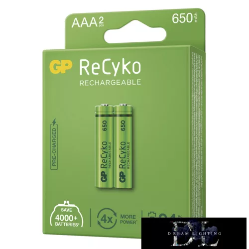 GP ReCyko NiMH baterie HR03 (AAA) 650mAh 2 ks