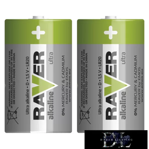 RAVER alkalická baterie LR20 (D) 2 ks/blistr