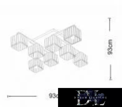 UNIVERSO Stropní svítidlo 8xE27 Max.60W 930x930mm černá