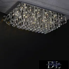   ELDLUX Křišťálová skleněná stropní lampa Chrom LED 24×5W 4000k IP20 1050x700x340mm