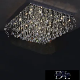   ELDLUX Křišťálová skleněná stropní lampa Chrom LED 25×5W 4000k IP20 850x850x340mm
