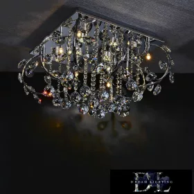   ELDLUX Křišťálová skleněná stropní lampa Chrom LED 8×5W 4000k IP20 500x500x300mm