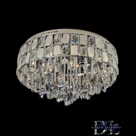   ELDLUX Křišťálová skleněná stropní lampa Chrom LED 15×5W 4000k IP20 ∅650x390mm