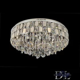   ELDLUX Křišťálová skleněná stropní lampa Chrom LED 22×5W 4000k IP20 ∅800x390mm
