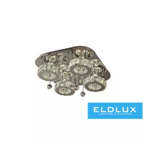   ELDLUX Křišťálová skleněná stropní lampa 36 W 2880 lm CCT.T IP20 500 x 500 x 215 mm Chrom