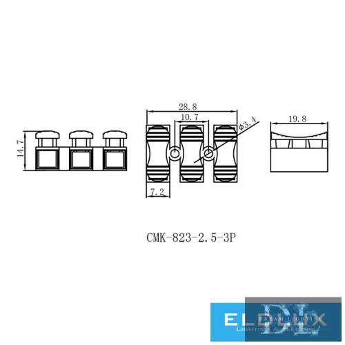 ELDLUX 3pólový kabelový konektor (pružinový 2,5 mm²) 100 ks/balení