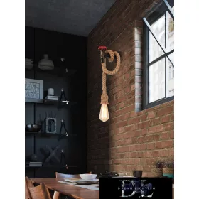   UNIVERSO Nástěnná lampa z konopného lana 1xE27 IP20 160x320mm černá