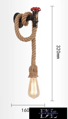 UNIVERSO Nástěnná lampa z konopného lana 1xE27 IP20 160x320mm černá