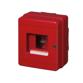   EC640 NÁSTĚNNÁ SKŘÍŇKA 4 MOD. (1X4) + ZÁMEK IP65 ČERVENÁ