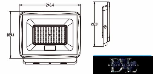 LED bodové světlo UNIVERSO 100 W 9000 lm 3000 K IP65 šedé 212 x 246 x 36 mm