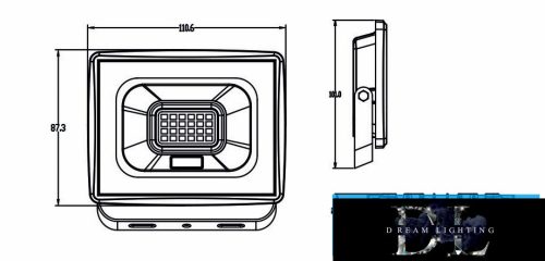 LED bodové světlo UNIVERSO 20 W 1800 lm 6500 K IP65 černé 101 x 110 x 22 mm