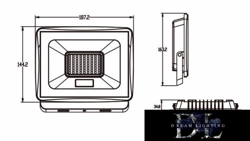 LED bodové světlo UNIVERSO 50 W 4500 lm 3000 K IP65 šedé 135 x 147 x 29 mm