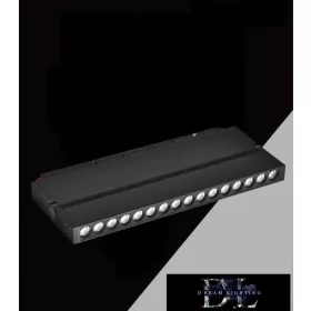   UNIVERSO Magnetický bodový reflektor na kolejnici DC:48V 24W 2160LM 3000K RA90 IP20 600x45x24mm Černý