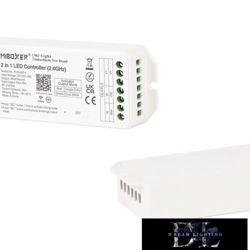 MIBOXER 2v1 RF 2,4G SIMA/CCT ovladač LED pásků DC: 12–48 V Max: 20 A