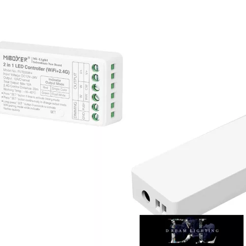MIBOXER 2v1 WiFi + RF 2,4G SIMA/CCT ovladač LED pásků DC: 12–24 V Max: 12 A