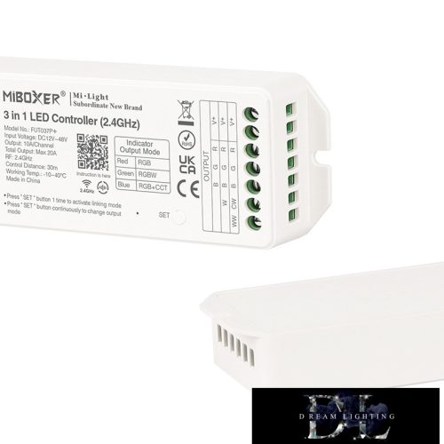 MIBOXER 3v1 RF 2,4G RGB/RGBW/RGB-CCT ovladač LED pásků DC: 12-48 V Max: 20 A