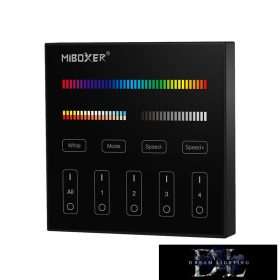   MIBOXER RF 2,4G RGB+CCT LED pás, nástěnné dálkové ovládání, 4 zóny, černé
