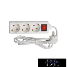   ELDLUX Prodlužovací kabel s vypínačem, 3 zásuvky, 1,5 m x 1,5㎟ IP20 bílý