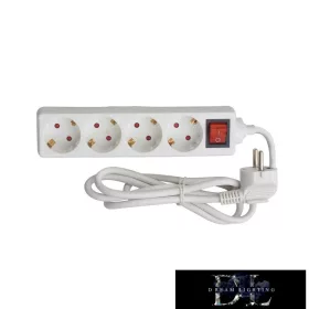   ELDLUX Prodlužovací kabel s vypínačem, 4 zásuvky, 3 m x 1,5㎟ IP20, bílý