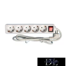   ELDLUX Prodlužovací kabel s vypínačem, 5 zásuvek, 1,5 m x 1,5㎟ IP20 bílý