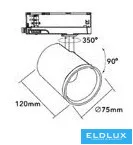 UNIVERSO Třífázový kolejnicový reflektor 30 W 3250 lm 4000 K Ra90 38° IP20 bílý D75x120 mm 5 let