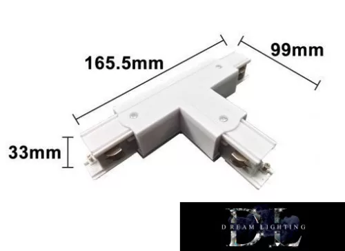 UNIVERSO T-profilový prodlužovací díl pro třífázové kolejnice, bílý 165x99x33mm