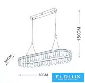 UNIVERSO Křišťálový lustr 50 W 4000 lm CCT růžové zlato 800 x 300 x 1500 mm