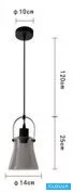Závěsné svítidlo UNIVERSO 1xE27 Max. 60 W IP20 Černé D140x250x1200 mm