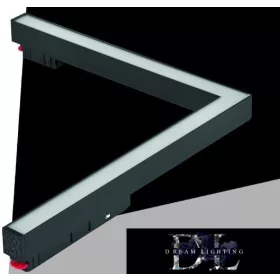   UNIVERSO Magnetická lineární lampa ve tvaru L pro montáž na kolejnici DC:48V 24W 1800LM 3000K RA90 IP20 312x282mm Černá
