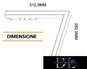 UNIVERSO Magnetická lineární lampa ve tvaru L pro montáž na kolejnici DC:48V 24W 1800LM 3000K RA90 IP20 312x282mm Černá