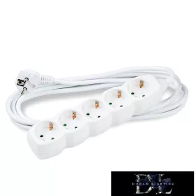   Technik 5-cestná prodlužovací šňůra s kabelem 1,5 m, měděný kabel 1,5 mm2 (bílá) 16A