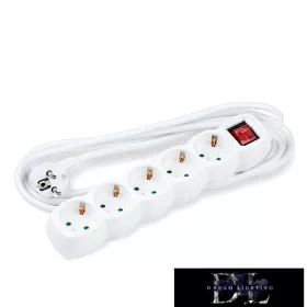   Technik rozbočovač, 5cestný, s kabelem 5 m, měděný kabel 1,5 mm2 + vypínač (bílý) 16 A