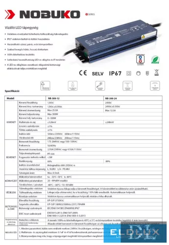 NOBUKO řada B 12 V 300 W IP67 Venkovní LED napájecí zdroj 