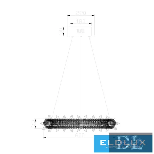 ELDLUX ELDAMARILL křišťálová skleněná závěsná lampa D600 160W CCT