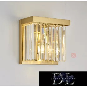   ELDLUX ELDICICLE křišťálová skleněná nástěnná lampa E14×2 L250x250mm zlatá