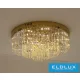 ELDLUX Křišťálová skleněná stropní lampa E14×10 D600x350mm Zlatá