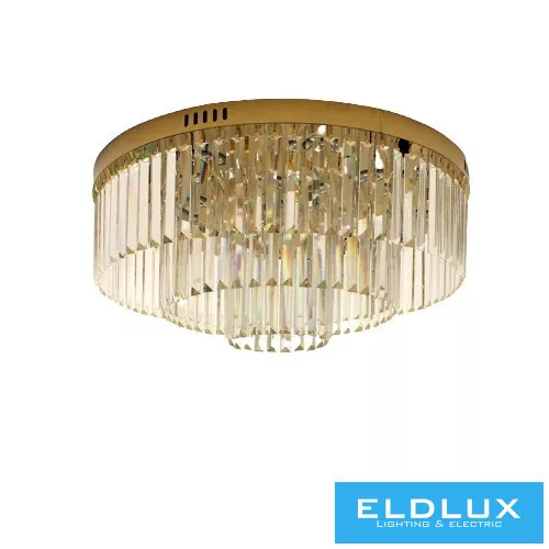 ELDLUX Křišťálová skleněná stropní lampa E14×10 D600x350mm Zlatá