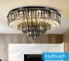 ELDLUX Křišťálová skleněná stropní lampa E14×13 D580x350mm Černá