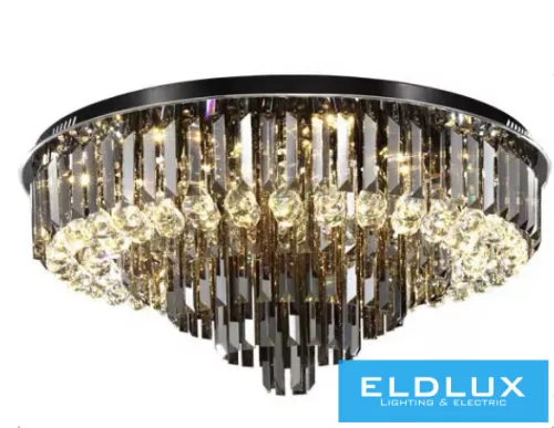 ELDLUX Křišťálová skleněná stropní lampa E14×13 D580x350mm Černá