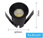 UNIVERSO Mini bodové svítidlo 3 W 6500 K 300 lm 30° IP20 černé D35x47 mm Výřez: D28 mm